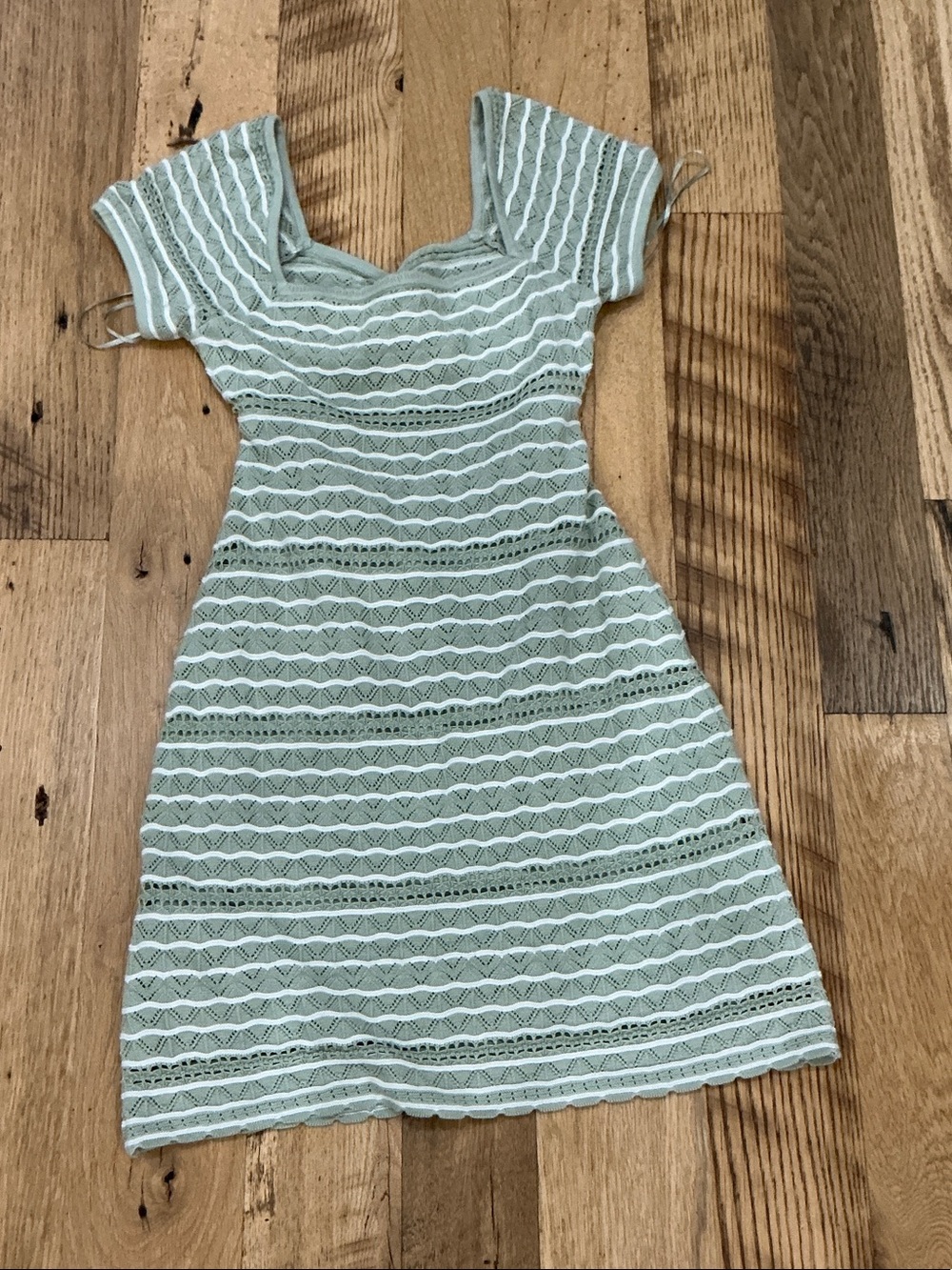 Hollister Light Sage Lace Fit & Flare Mini Dress